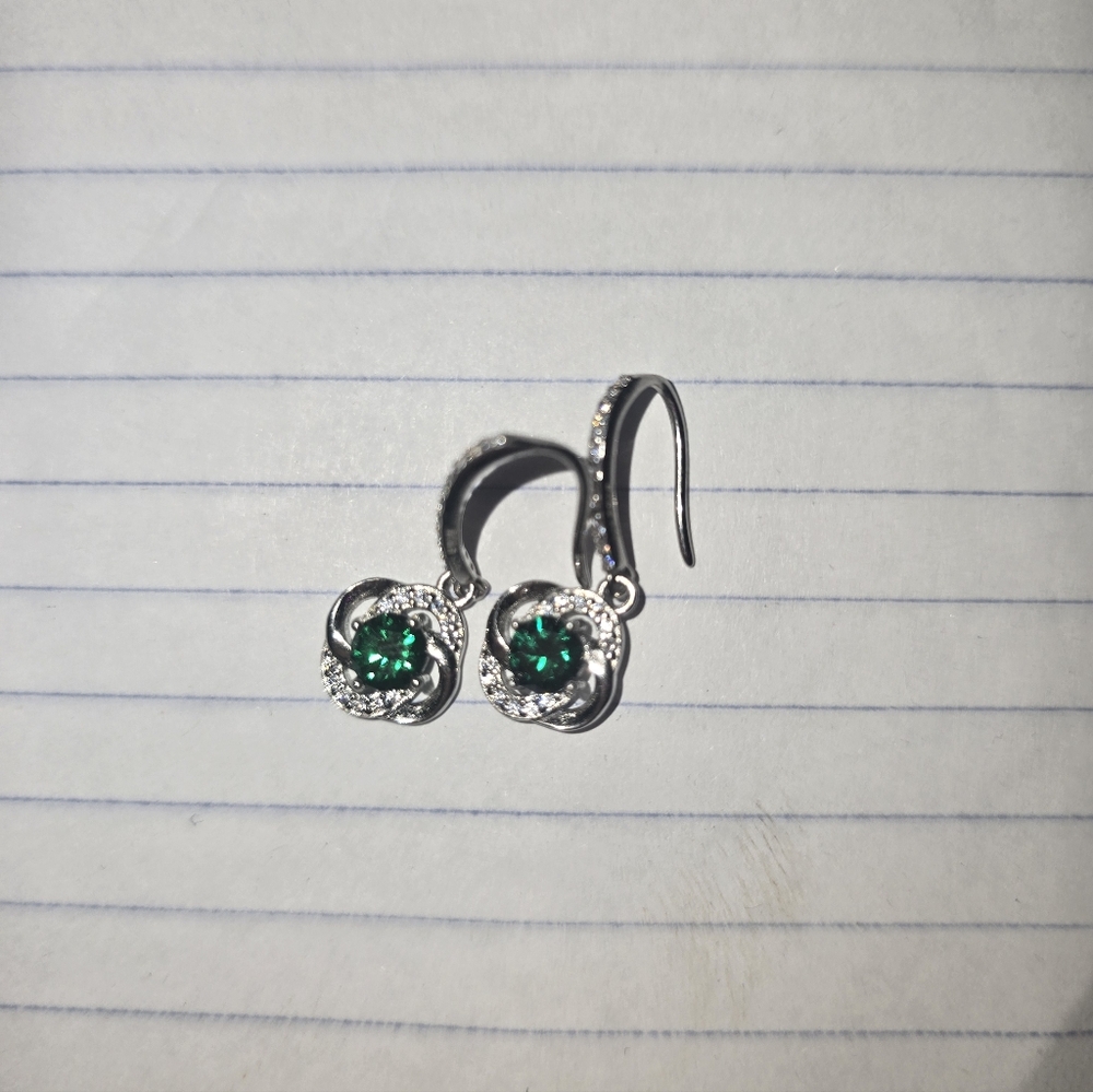 Elegant Silver and Green Earrings